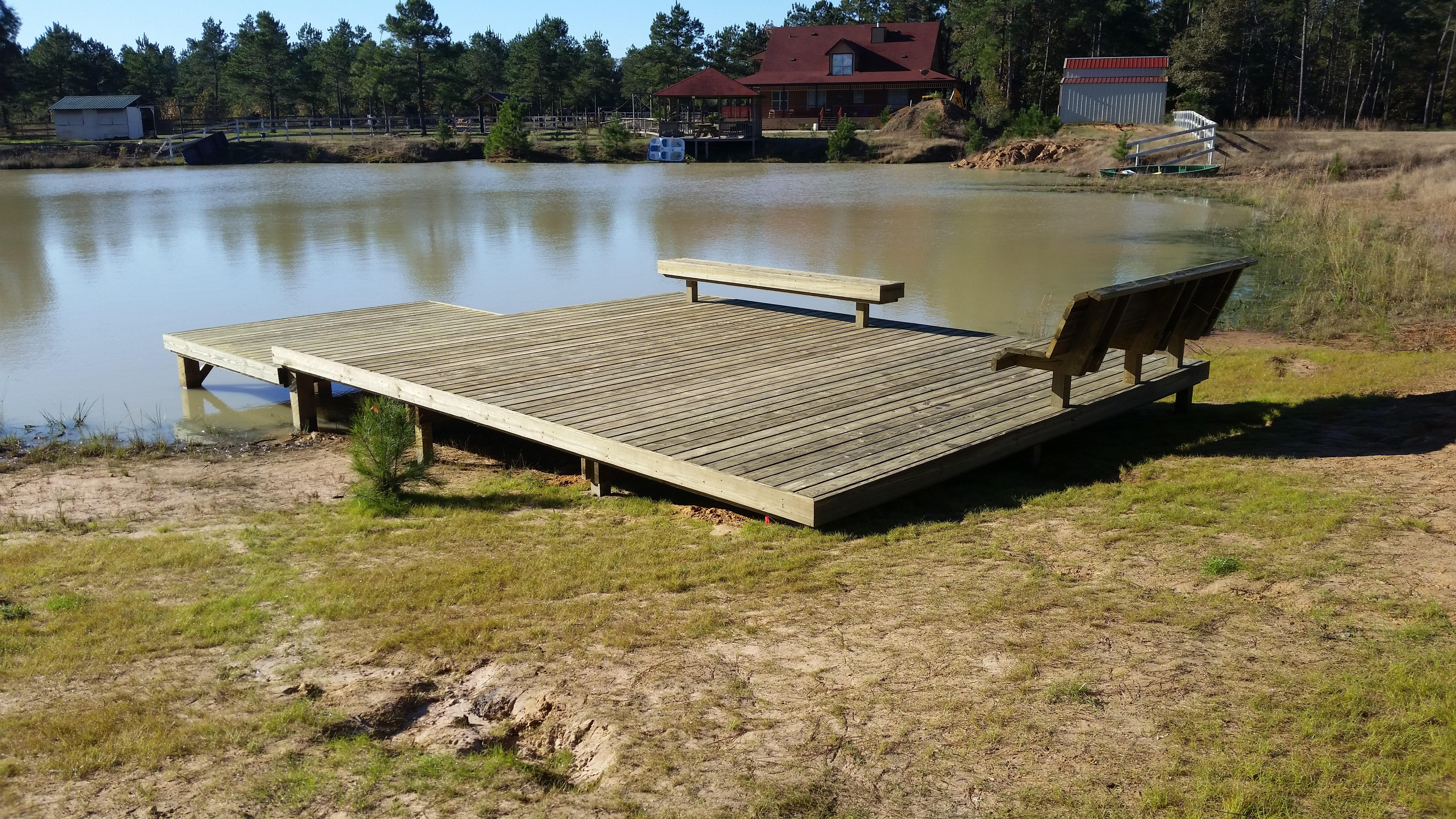 Custom outdoor wood deck built for a Conroe, TX home