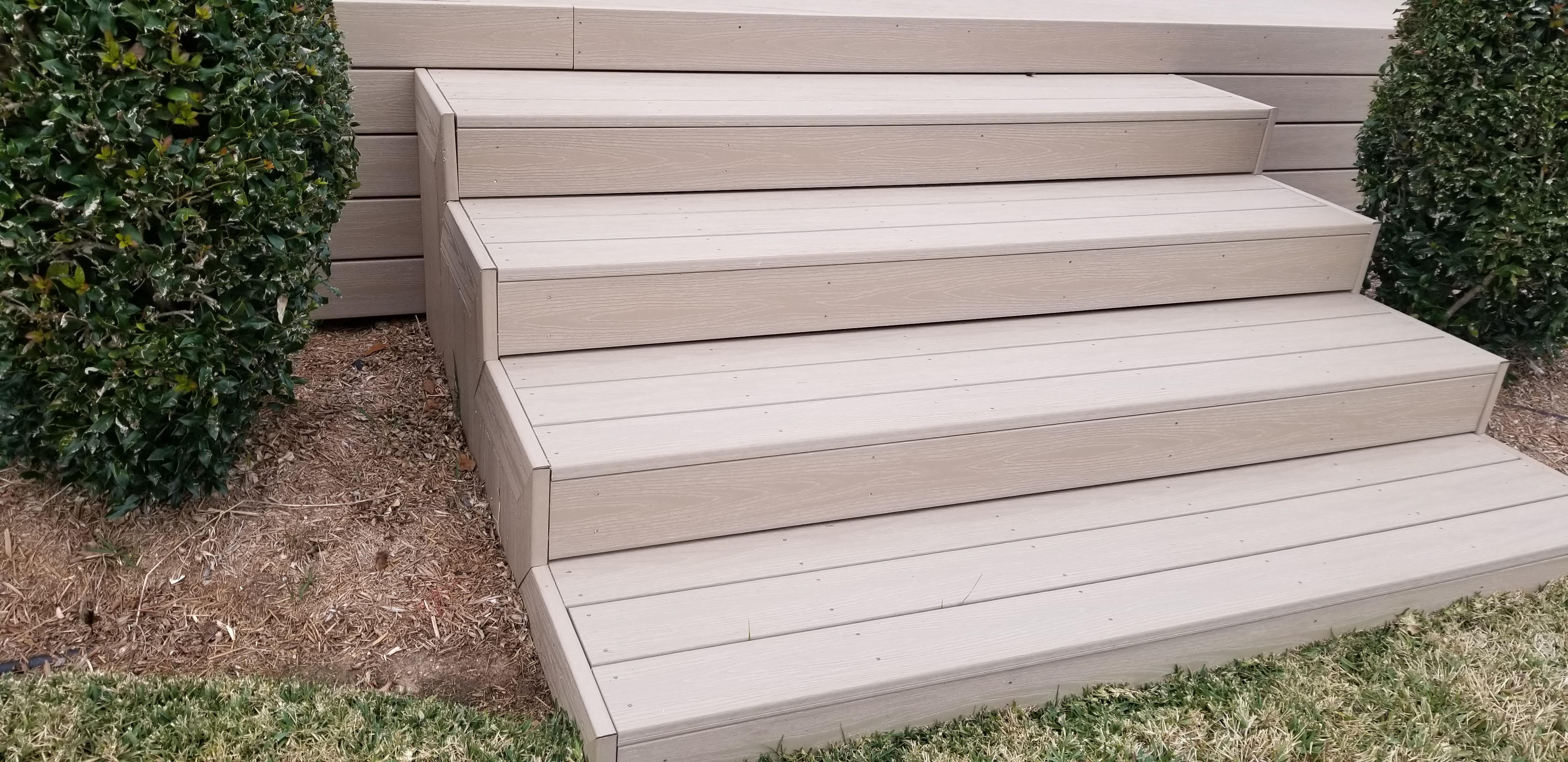 Composite patio steps built by Cavalier Custom Decks